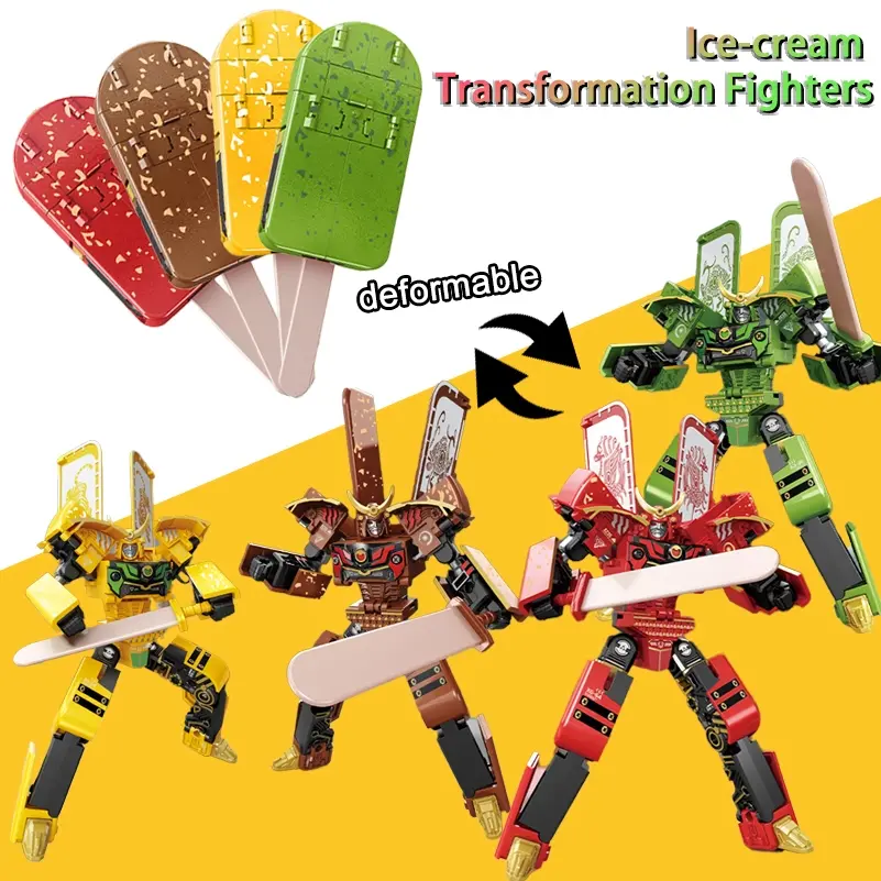 Dual-Form Transformable Ice Cream Robot Model Toy, Action Figures, Articulating Figures, Articulated Figures, Flexible Joints, Multiple Colors, Perfect Gift for Boys' Christmas, Halloween, Birthdays