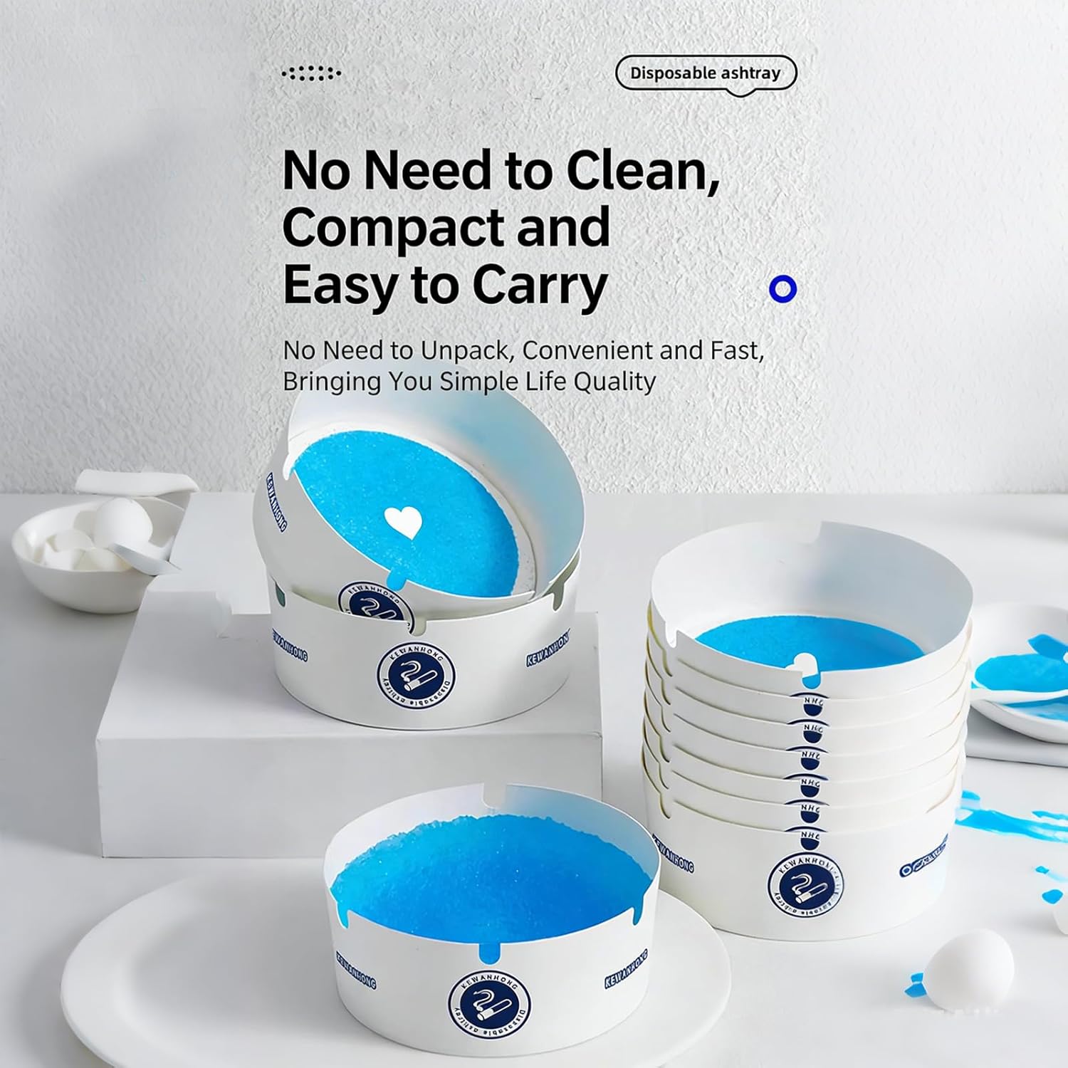 Disposable Ashtrays 25-Pack Disposable Ashtrays for with Water-Foaming Sand Base, Odor Control, Mess-Free, Portable Ashtray for Home, Office, Car, Camping