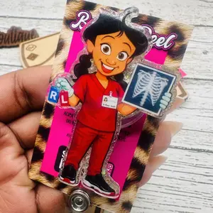 2026 Trendy Xray Radiology Glitter Badge Reel: Funny Nurse ID Holder Gifts