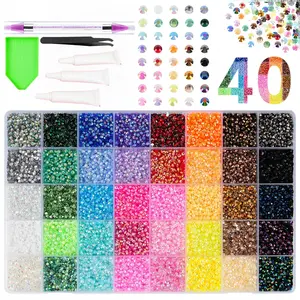 35000 Pcs 40 Color 3mm Jelly Rhinestones, Multicolor Resin Flatback Gems, Bedazzling Diamond Art Kit DIY Crafts for Book, Shoes & Nail Art