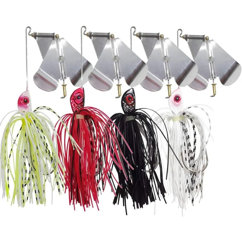 Fishing Lures Buzzbait Spinnerbait Topwater Lure for Bass Pike Fishing 4 count/Package JianShuLuxe