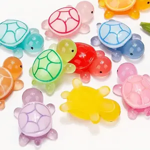 30PCS Luminous Mini Resin Turtles, Resin Animals, Mini Turtles, Marine Craft Decoration, Suitable for Decoration of Gardens, Parties, Miniature Landscapes (Random colors)