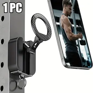 A2C 3-In-1 Magnetic Phone Holder for Gym, [20X N52] Strong Magnets Attach to Metal Surfaces, Portable Phone Stand for Garage Gym/Travel, with Tray Table Clip, Home Gym Additions, Gifts for Men And Women