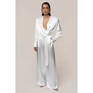 White Signature Satin Trousers