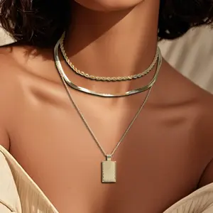 MEIITRUE 14K Gold Plated Layered Necklaces for Women, Stackable Dainty  Chain Pendant Necklace, Layering Pendant Choker Necklaces, All-match Jewelry Gift