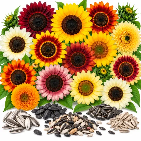 CZ GRAIN 15-Variety Heirloom Sunflower Seed Mix - Easy-to-Grow Full Sun Home Planting Seeds for Gardeners, Individual Packs, Pollinator-Attracting Outdoor Garden Options