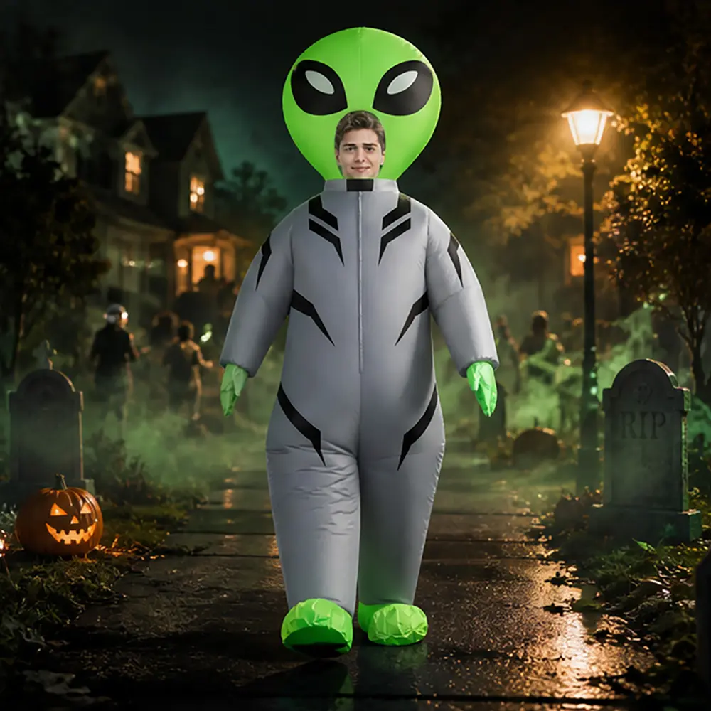 Adult Alien Inflatable Costume, Full Body Blow Up Alien Suit for Halloween Cosplay, Party & Carnival, Funny Fancy Dress Outfit for Men Women, Great Holiday Gift