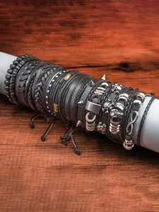 Punk Style Layered Bracelets, Bracelets Stacking, 13pcs/set Fashion Beaded Bracelets & Drawstring Bracelets for Men & Women, Trendy All-match & Exquisite Vintage Jewelry for Birthday Gift