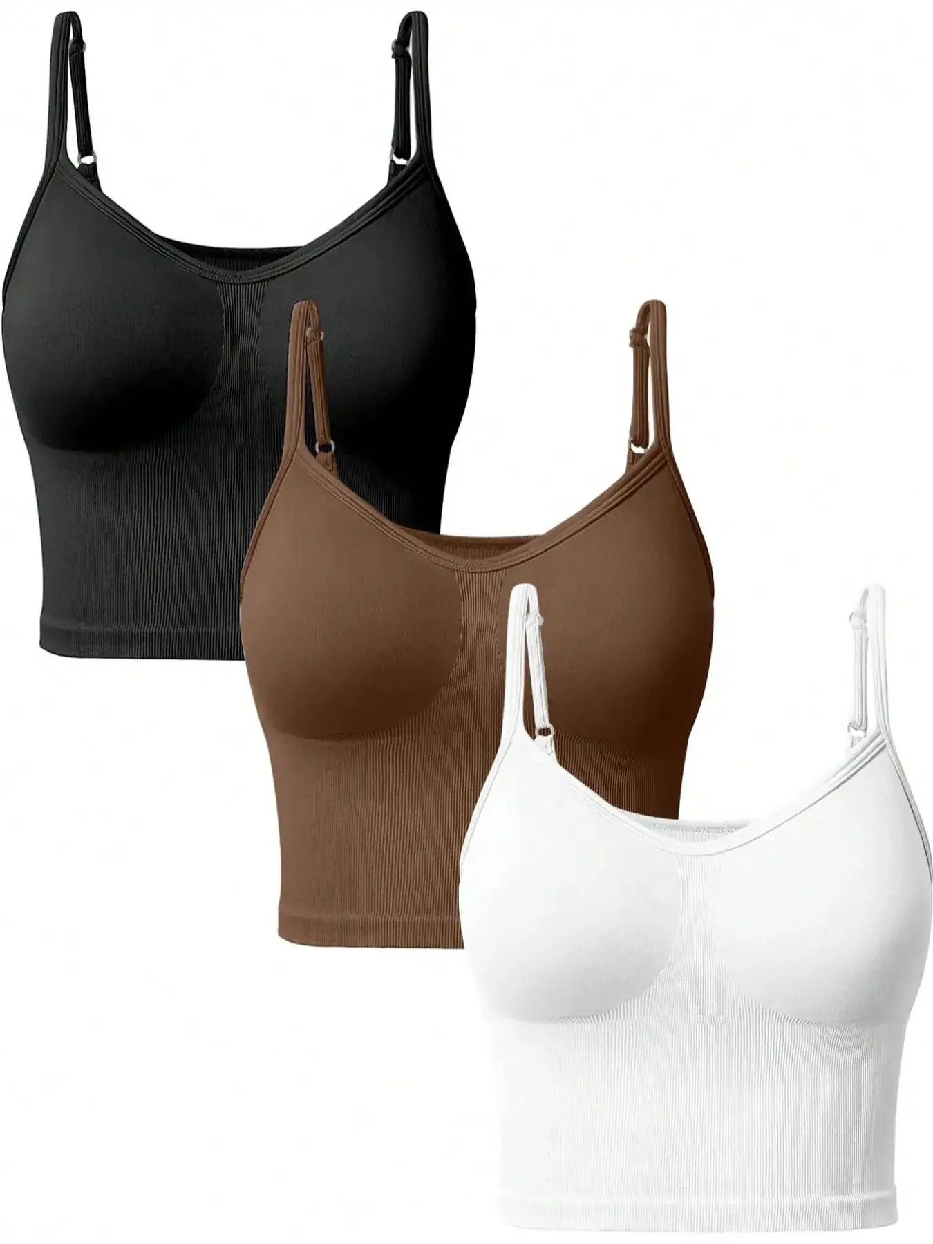 Women's Solid Color Wireless Sports Tank, Breathable Comfortable Adjustable Strap Seamless Gym Top Sports Singlet, Sportswear for Indoor and Outdoor Wear, Workout Top, Athletic Yoga Tops, Fitness Sport Top, Fitness Clothes