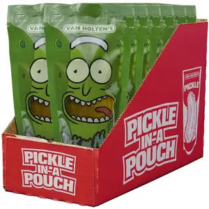 Van Holten's Pickles - Rick and Morty Pickle Rick - Character Pickle-In-A-Pouch - 12 Pack Pickled Cucumbers Snack