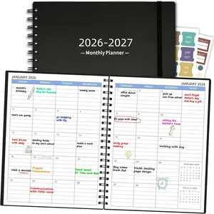 2026-2027 18 Months Monthly Planner (7.4'' x 9.6''), Jan 2026-Jun 2027 Agenda with Pocket 120GSM Paper, Black