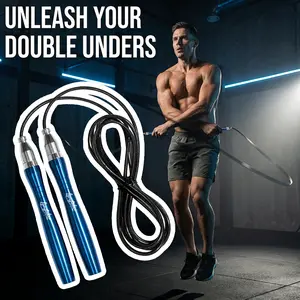 Jump Rope Tangle-Free Rapid Speed Cable with Ball Bearings for Women Men Kids Adjustable Steel Lightweight Non-Slip Handles Home Gym Exercise Fitness Workout Equipment Slim Body