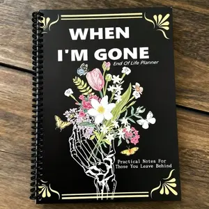 Elegant Floral Butterfly Design Life Planning Notebook, Spiral Notebook Journal, Gold Accents, Personal Info & Item Use Notes, Premium Paper, Adult Memorial Gift