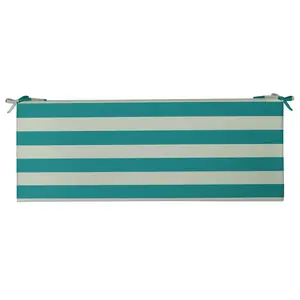 RSH Décor Foam Bench Cushion For Indoor Outdoor Use, 72” x 18” x 2” With Ties, Cancun & White Stripe
