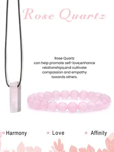 Natural Crystal Stone Bracelet & Necklace Set, Self-love Relationship Enhancement Bracelet and Necklace Set, Fashion Accessories for Women & Men, Jewelry Set