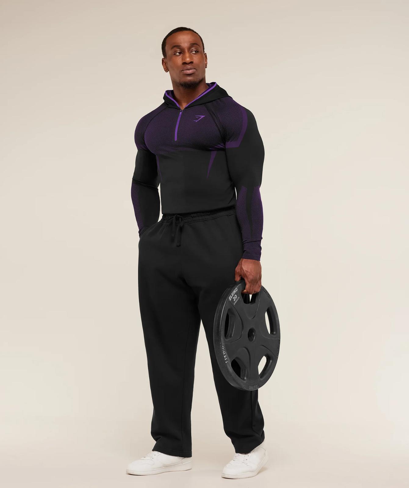 ONYX 5.0 Seamless Hoodie - Black/Athletic Purple Men's Fitted Athletic Hoodie for Workout ONYX 5.0 Seamless Hoodie - Black/Athletic Purple Men's Fitted Athletic Hoodie for Workout
