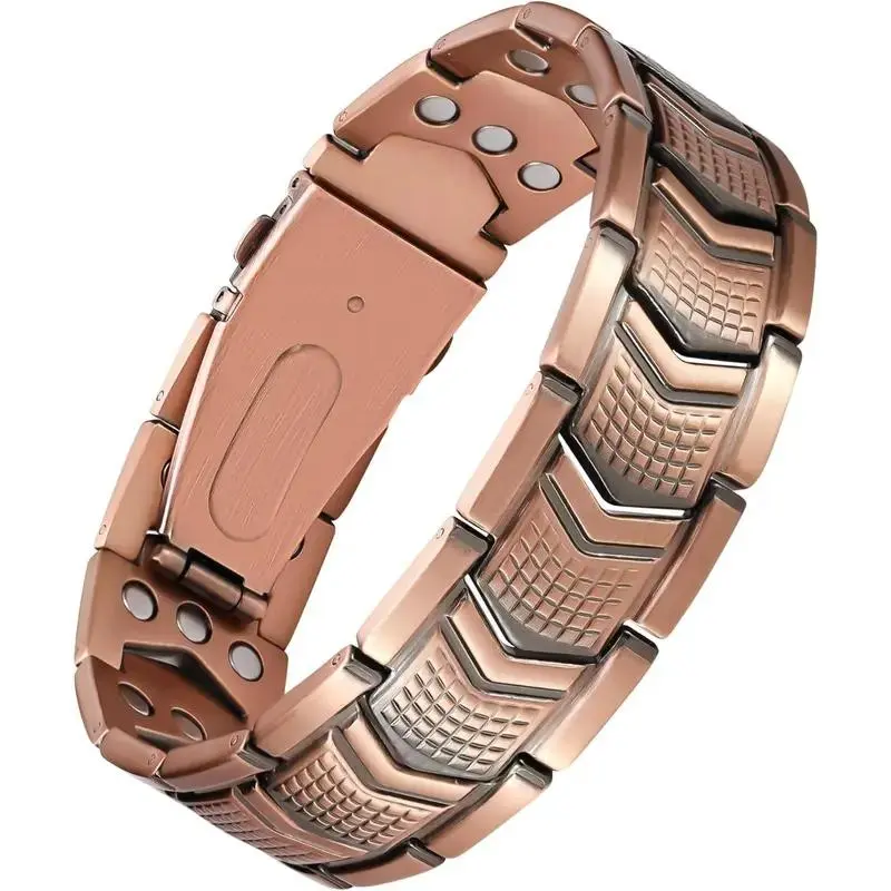 Men's 3X Strength Adjustable Heavy Duty Metal Energy Magnetic Bracelet - 3800 Gauss Magnets, Premium Fold-Over Clasp, Matte Black Bracelets & Bangles, Stylish Daily Wear Gift