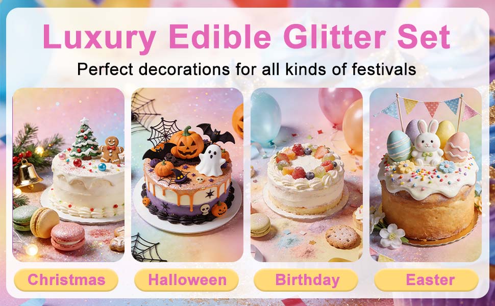 10 Edible Glitter Set 5g/Bottle Food Grade for Drinks Wine Cakes Strawberries Christmas Birthday Holiday Decor Gift Food-Grade Certified Cupcake Brownies Decoration Buttercream Creamy Baked 10 Edible Glitter Set 5g/Bottle Food Grade for Drinks Wine Cakes Strawberries Christmas Birthday Holiday Decor Gift Food-Grade Certified Cupcake Brownies Decoration Buttercream Creamy Baked