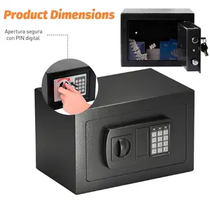 Mini Locked Safe Box 0.23/0.44 Cubic Feet Digital Keypad Money Safe with Pass Code & Keys Black for Business Home Hotel Rooms