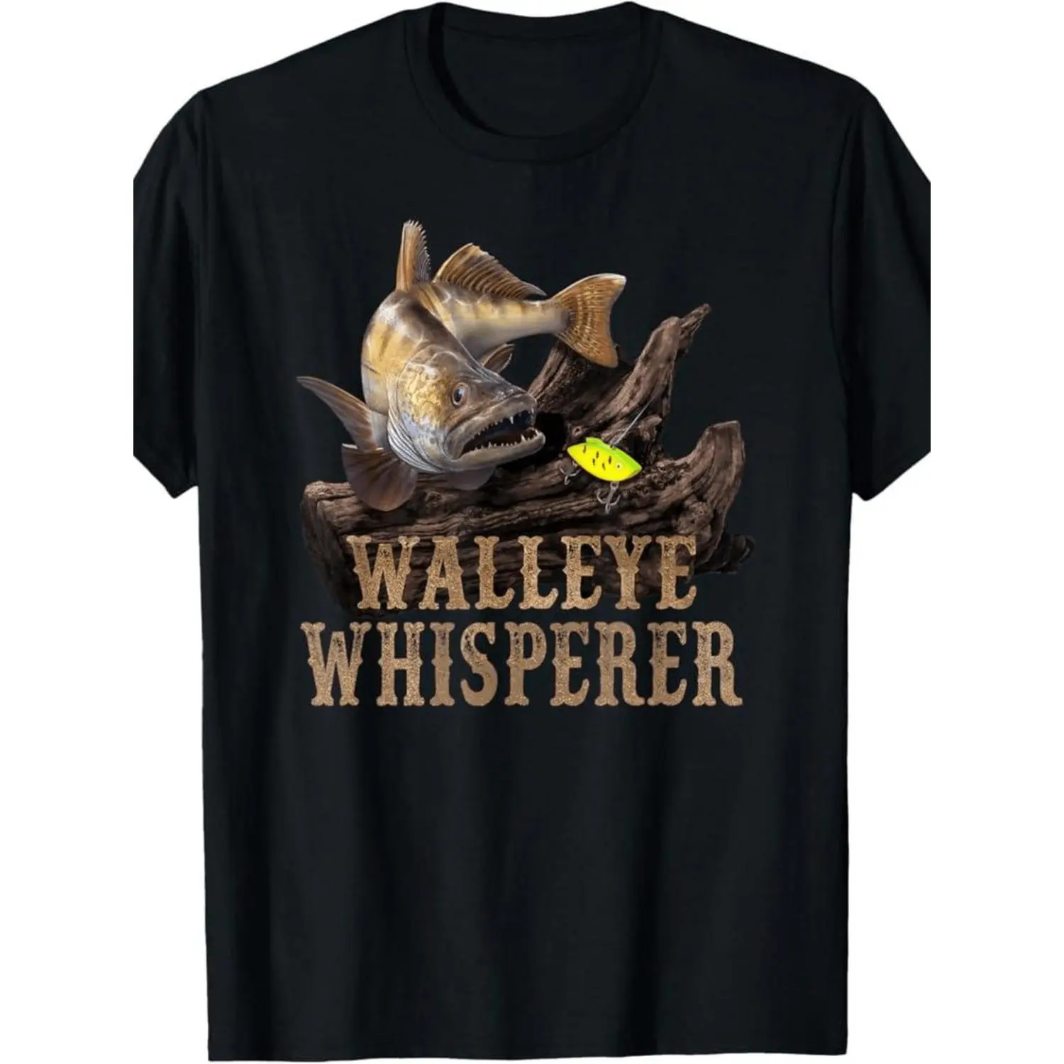 Women's Handmade Personalized Baggy Shortsleeve Fishing Graphic T-Shirt - Walleye Whisperer Bold Text, Lightweight Quick-Dry Crew Neck Fabric Shirt for Fishing, Outdoor Activities - All-Season Casual