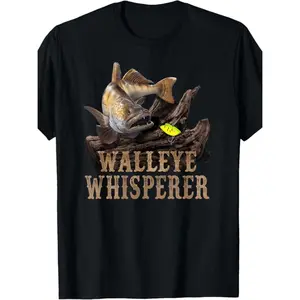 Men'S Fishing Graphic T-Shirt - Walleye Whisperer Bold Text Tee, Lightweight Quick-Dry Crew Neck Shirt for Fishing, Gym, Outdoor Activities - All-Season Casual