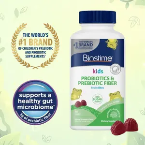 Biostime Kids Prebiotic & Probiotic Fruity Bite Gummies (Ages 4+) | Probiotics for Kids | Includes 2 Billion CFU to Support Digestive Health | No added sugar Fruity Bites | Free from Top 9 Allergens |50 Count