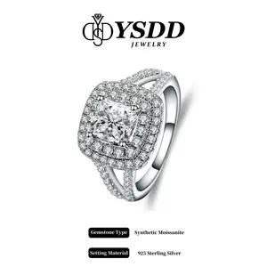 Horas Red Halo with 925 sterling silver synthetic Mosen stone ring
