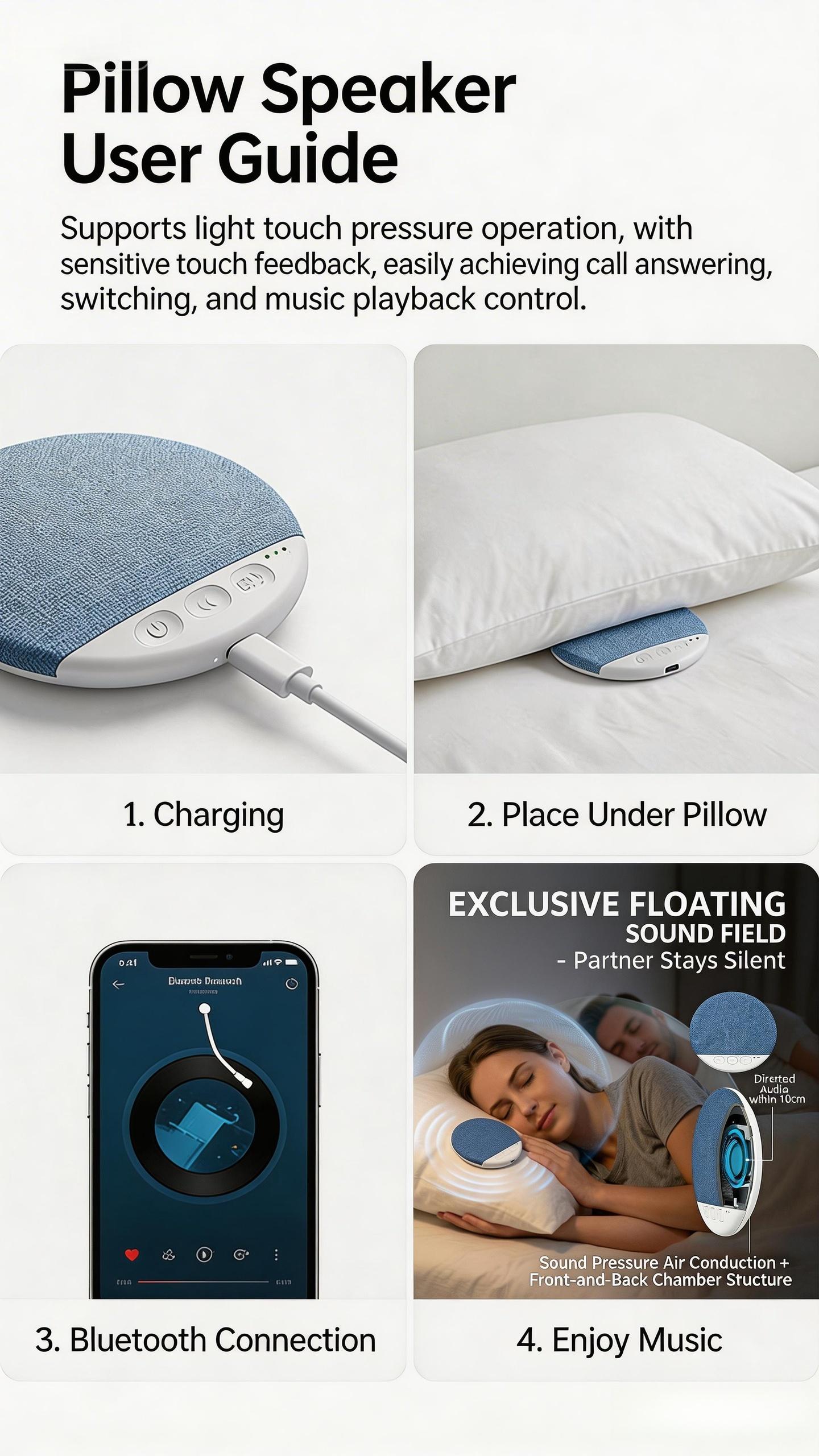 2026 New Sleep Pillow Speaker, Multifunctional Speaker, Wireless Speaker Subwoofer, Noise Timer Function, Stereo Bass Sleeping Earphones