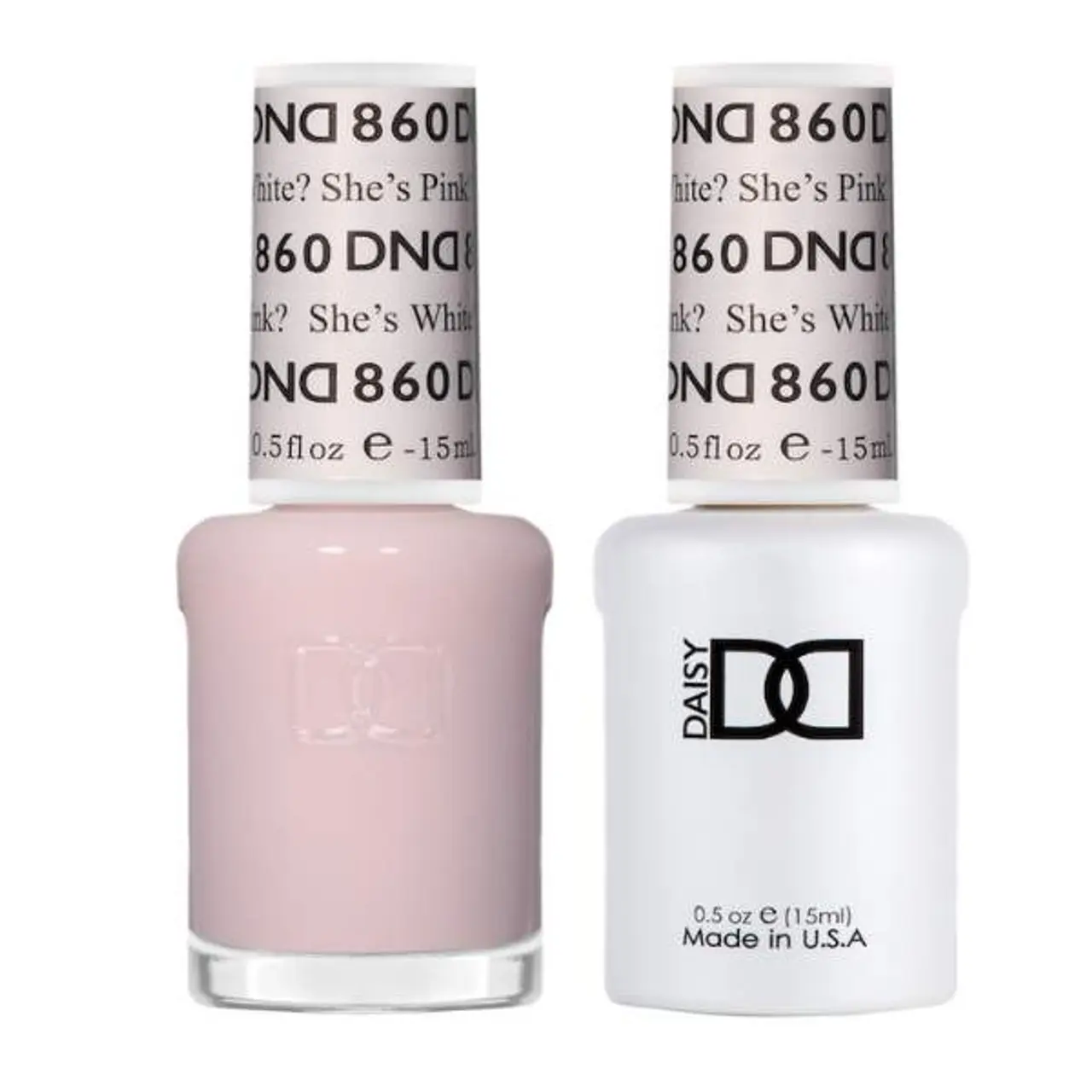 DAISY DND Sheer Collection Lacquer Duo, Chip-Free Formula for a Smooth, Flawless Finish, UV/LED Gel & Air Dry Cosmetic Set, #860 She's White & She's Pink, 0.5 Fl Oz, Nail Supplies, Gel Nails At Home, White Gel Nail Polish