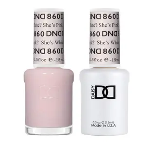 DND Gel Polish Set Sheer Collection UV LED GelPolish & Air Dry Nail Lacquer Matching Chip Free Polish Duo 0.5 Fl Oz Each She's White She's Pink #860