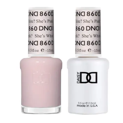 DAISY DND Flawless UV Gel & Lacquer Chip-Resistant Duo Set - #860 She's White & She's Pink, 0.5 fl oz Aesthetic Gel Nail Polish Bottle, Nails Inspo DIY At-Home Manicure Supplies, Long-Lasting Shine Cosmetic
