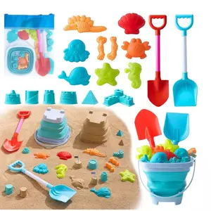 19 PCS Beach Toys for Kids – Sand Toys Set with Collapsible Bucket, Shovel & Mesh Bag, Sandcastle Building Kit for Toddlers, Perfect for Sandbox & Outdoor Play