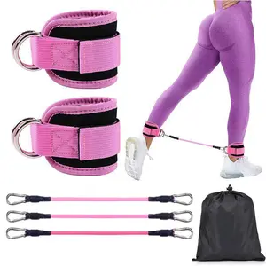 Ankle Resistance Bands with Ankle Ring, 1 Set Home Gym Workout Equipment, Lifting Glute Butt Exercise Equipment for Women, Ankle Weights Fitness Band Set, Home Training Equipment