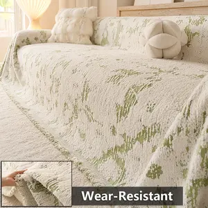 Classic Simple Design Chenille Sofa Cover, Soft Couch Protector, Tassel Edge, Scratch-Resistant, Pet-Friendly, Living Room Use, All Seasons, 1/2/3/4 Seater, Bohemian retro style, Dustproof Sofa Slipcover