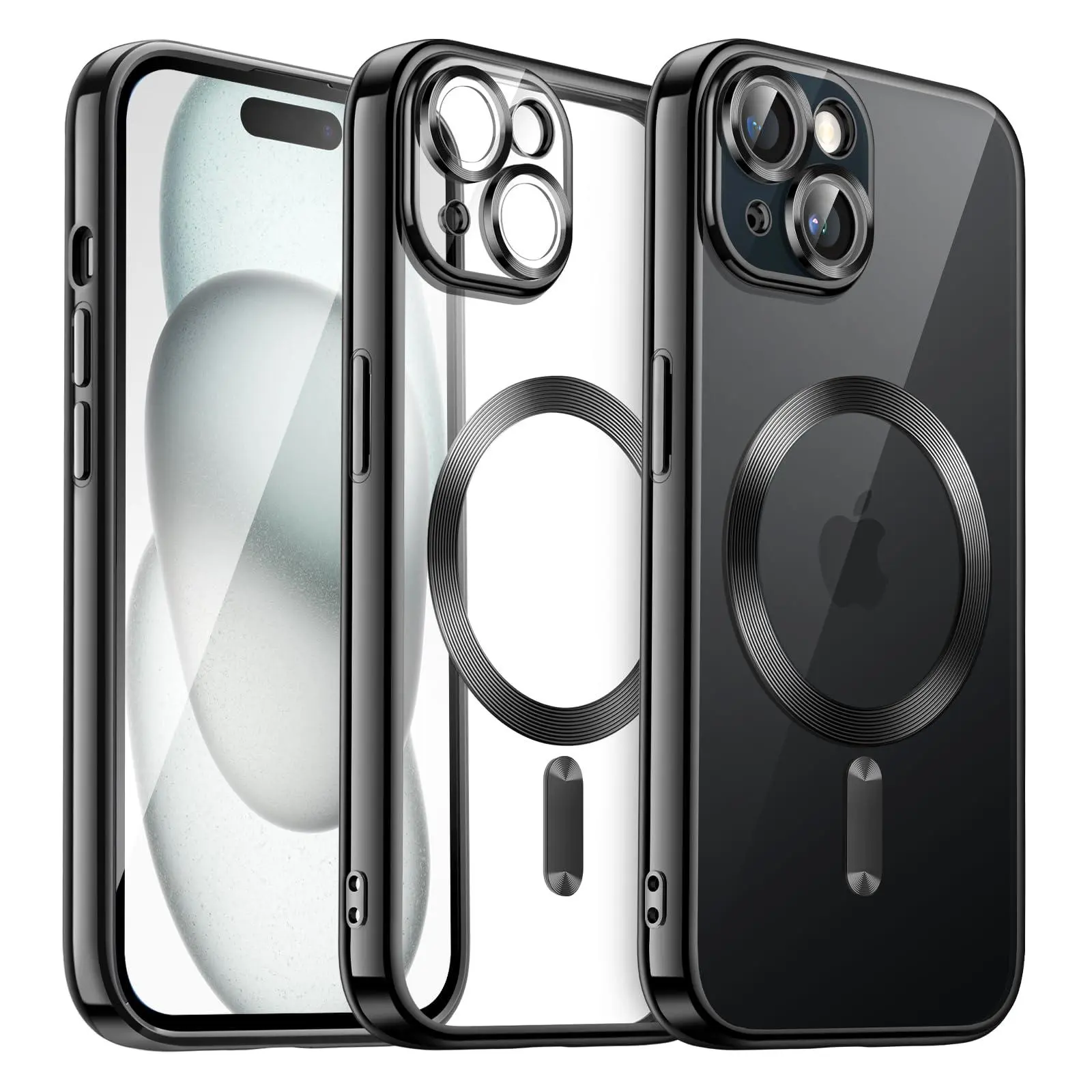 JETech Magnetic Case for iPhone 15 Series, Camera Lens Full Protection, Compatible with MagSafe Wireless Charging, Shockproof Electroplated TPU Soft Clear Phone Cover