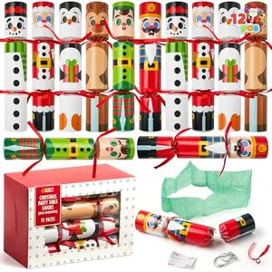 12 Pack Christmas No-Snap Party Favor, Xmas Table Favor Includes Party Hat, Jokes & Gifts, Christmas Table Decorations for Holiday Dinner Traditions Party Supplies, Stocking Stuffers for Kids
