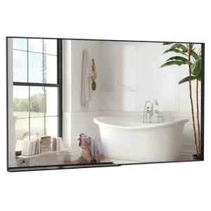 60"x40" Oversized Modern Rectangle Bathroom Mirror with Black Frame Decorative Large Wall Mirrors for Bathroom Living Room Bedroom Vertical or Horizontal Wall Mounted mirror with Aluminum Frame