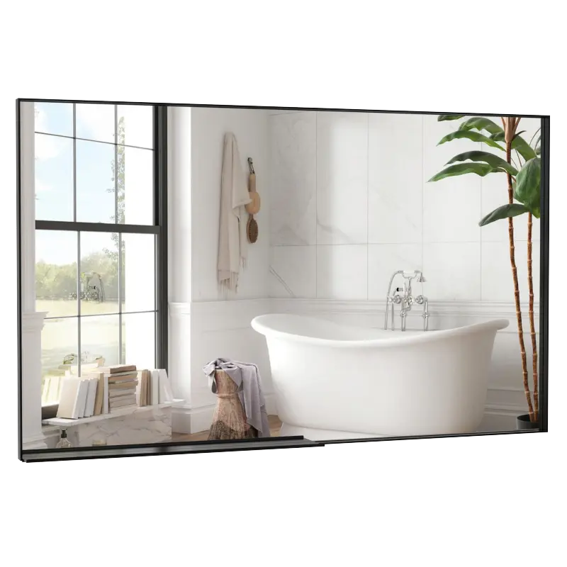 60"x40" Oversized Modern Rectangle Bathroom Mirror with Black Frame Decorative Large Wall Mirrors for Bathroom Living Room Bedroom Vertical or Horizontal Wall Mounted mirror with Aluminum Frame