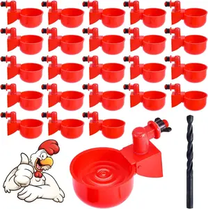 Chicken Water Cups, Chicken Waterer 24 Pack, DIY Chicken Water Feeder for Poultry Gravity Filling Automatic Chicken Waterer Poultry Waterer with Hole Saw for Buckets Boxes Troughs