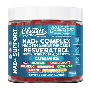 Clean Nutra NAD+ Complex, Nicotinamide Riboside, Resveratrol, Fisetin, Wheat Germ, Quercetin, Sea Moss, & Vitamin C All-In-One Gummy for Radiant Wellness - Youth Bloom