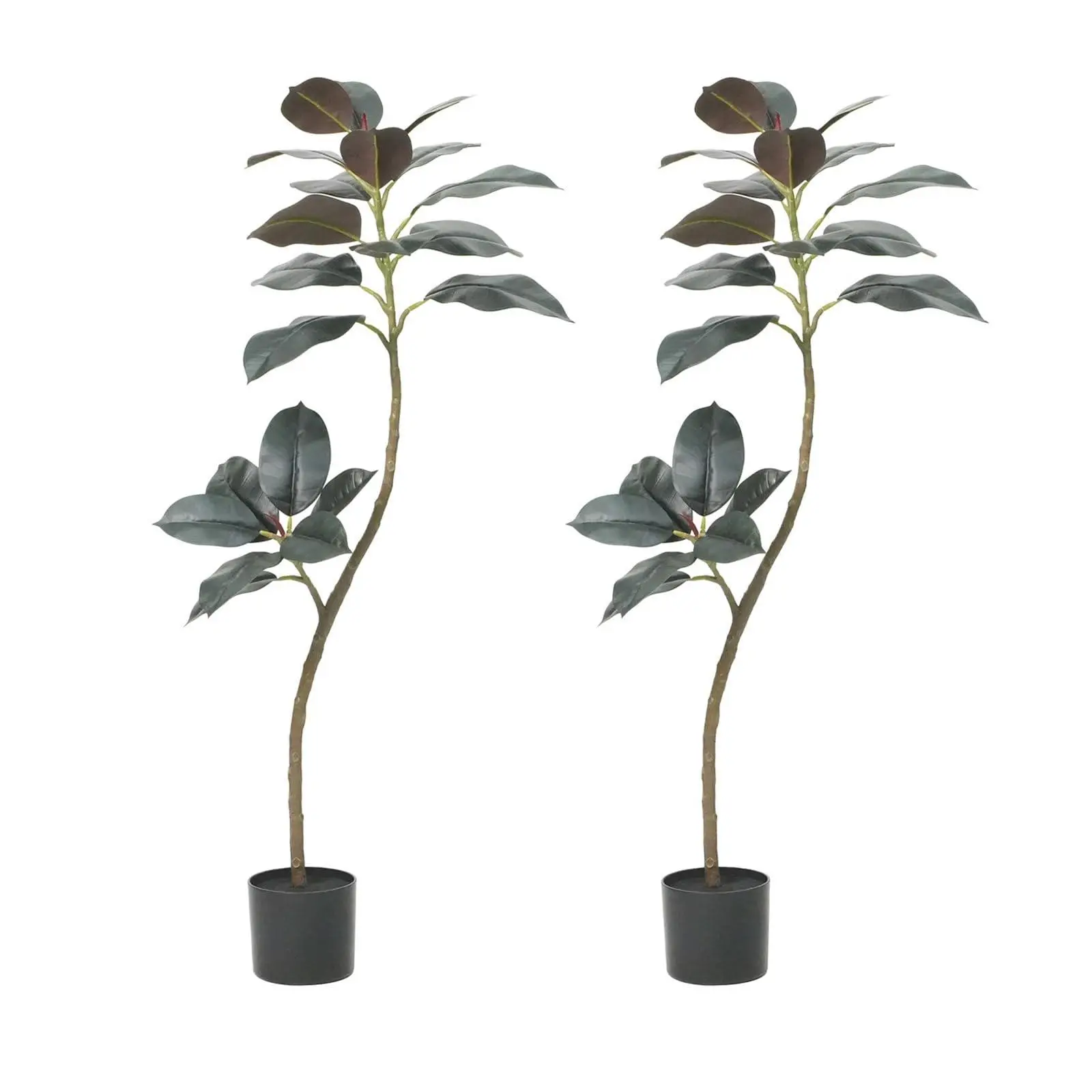 GARVEE Pack of 2 Large Artificial Rubber Trees, 120 cm Realistic Rubber Tree in Pot, Lifelike Leaves, Artificial Plants, Rubber Tree Decoration for Home