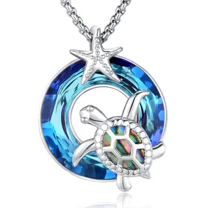 Thanches 925 Sterling Silver Turtle Necklace Symbol Longevity Health, Gothic Jewelry for Women, Perfect Health Gift for Cat Butterfly Lovers Crescent Moon Star Pendant