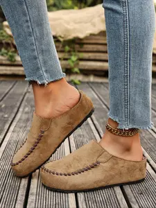 Women's Thick Sole Slippers New Spring Autumn Outdoor Wear Soft Bottom Elevator Shoes, Fashionable One-Step Slip-On Sandals, Footwear