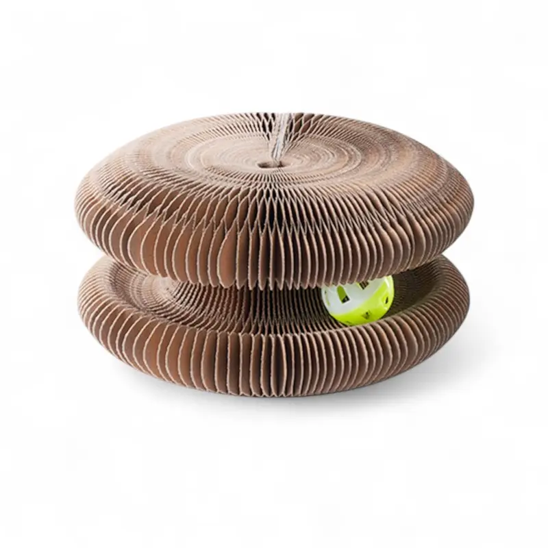Kitty Cat Head Accordion Cat Scratcher, Premium Corrugated Cardboard, Magnetic Closure, Built-in Rattle Ball for Durable Scratching