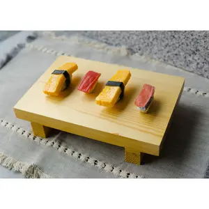 Japanese Korean Cuisine Sashimi Sushi Kimbap Geta Bamboo Wood Serving Plate 10"L