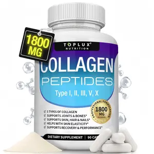 Nutrition Collagen Peptides 5 Types Complex 1800mg US Made Dietary Supplement for Health Beauty Fitness 90 Capsules