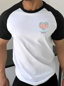 Men's Floral Print Contrast Trim Short Sleeve Graphic Tee, Regular Fit Casual Round Neck T-shirt for Summer, Men's Top for Daily Wear, Tropical