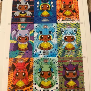 Pokemon Eevee Costume Art Card Sheet (9 Designs) – Let’s Go Eevee Style – Uncut Sheet