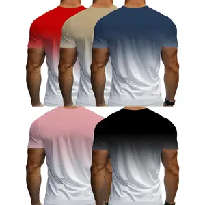 Men's 5-Piece Short-Sleeve Round Neck T-Shirts Menswear Streetwear Gradient Mixed Color 3D Digital Print Quick-Dry Novelty Tops Casual Love