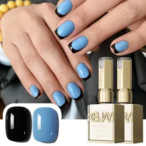 【live off】2PC*15ML New fashionable color sky blue pure black with nail gel 2 color set high saturation gloss firm lasting nail gel suitable for salon home nail DIY female holiday gift
